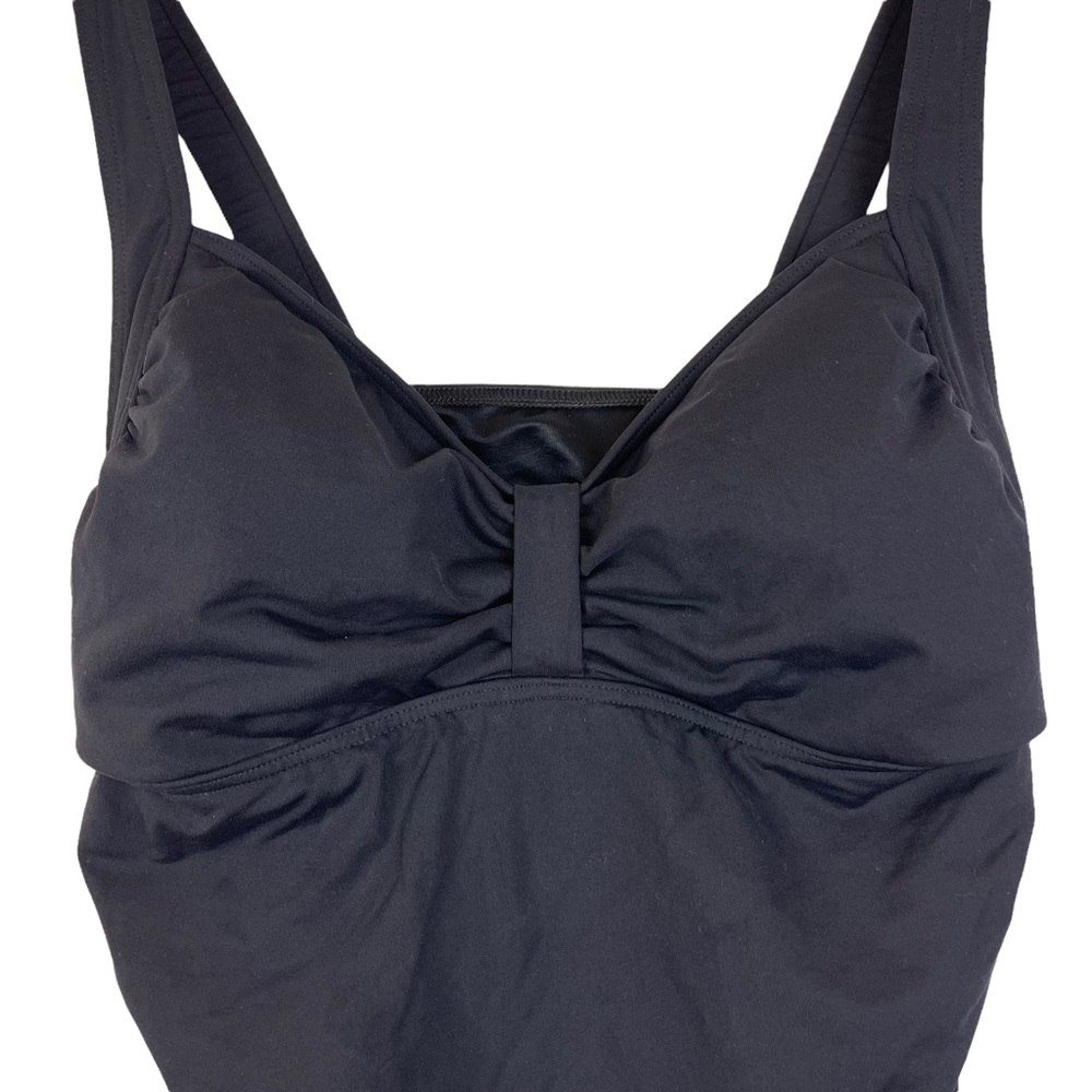 Lands’ End Swimsuit Tankini Top Ruched Sides Padded Black - Picture 2 of 10
